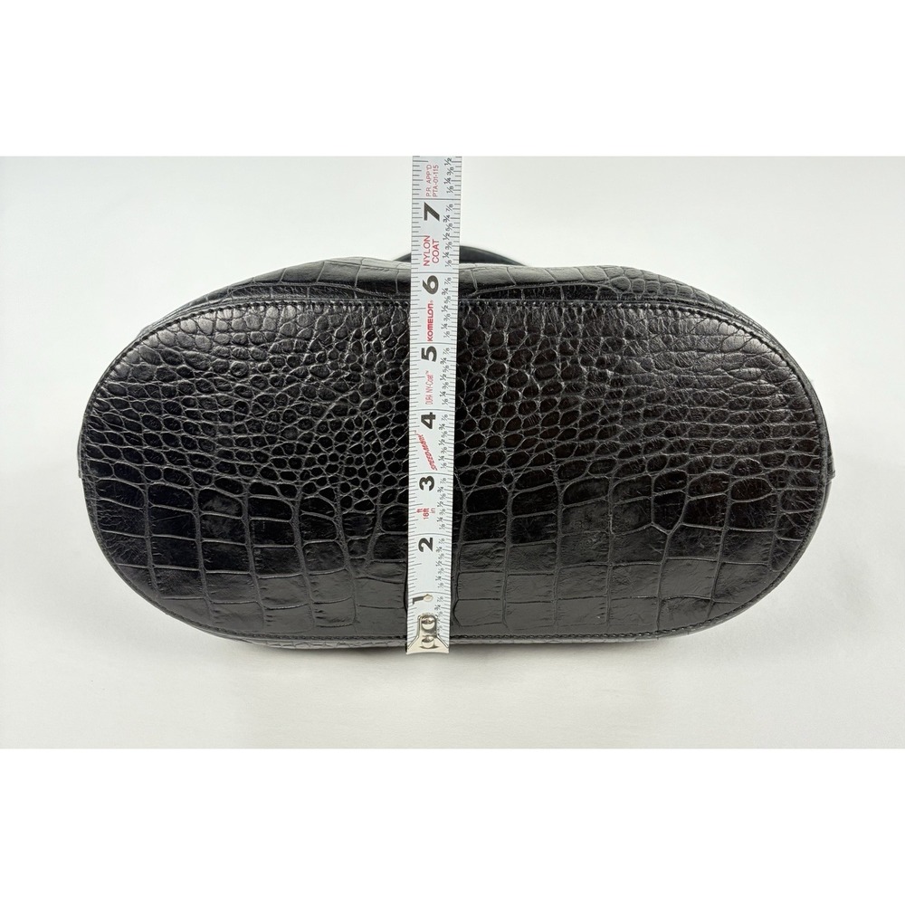 Longchamp Black Croc-Embossed Leather Shoulder Bag - Picture 13 of 14